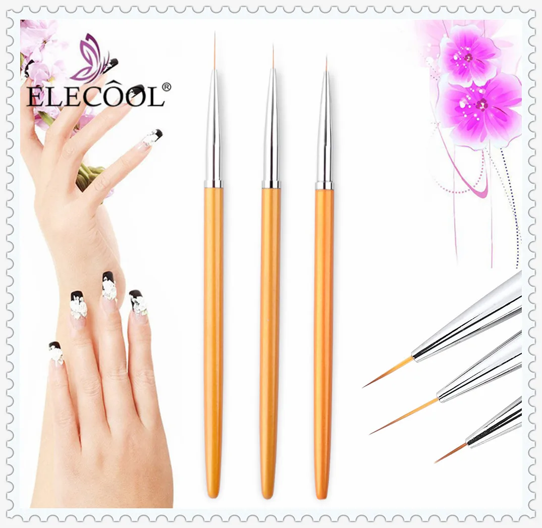 ELECOOL 3/1 шт Nail Art линия ручка для рисования набор кистей для наращивания Гель-лак полоски изображение строитель кисти для рисования набор для маникюра