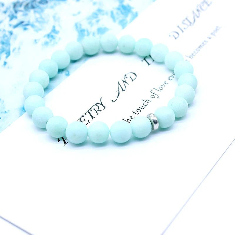 

New Natural Blue matte Stone Bracelets For Women Section Bead Bracelet Charm Yoga Mala Healing Reiki Hand-made Jewelry