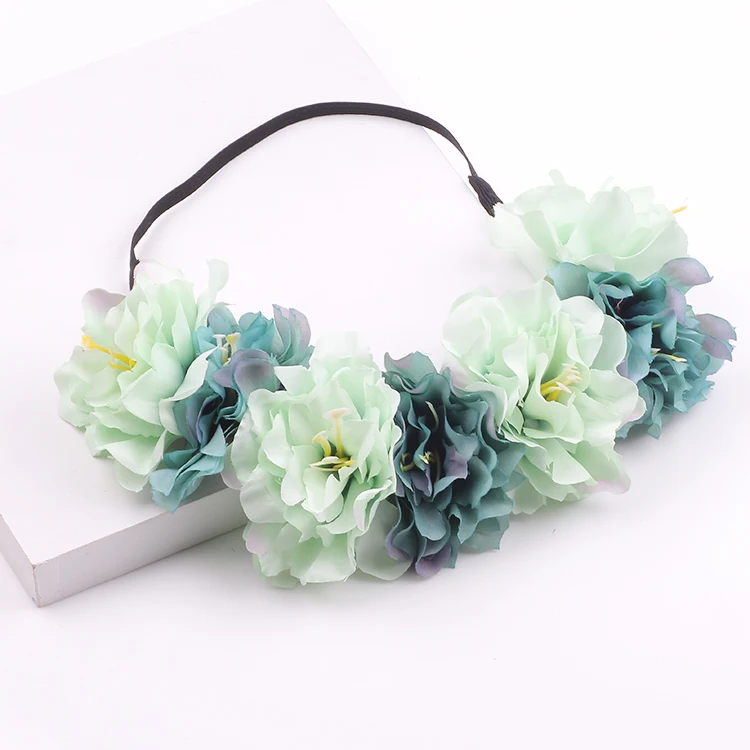 

Women Hair Accessories Wedding Bride Floral Garland Christmas Flower Headband Festival Rose Flowers Hair Band elastic hair bands
