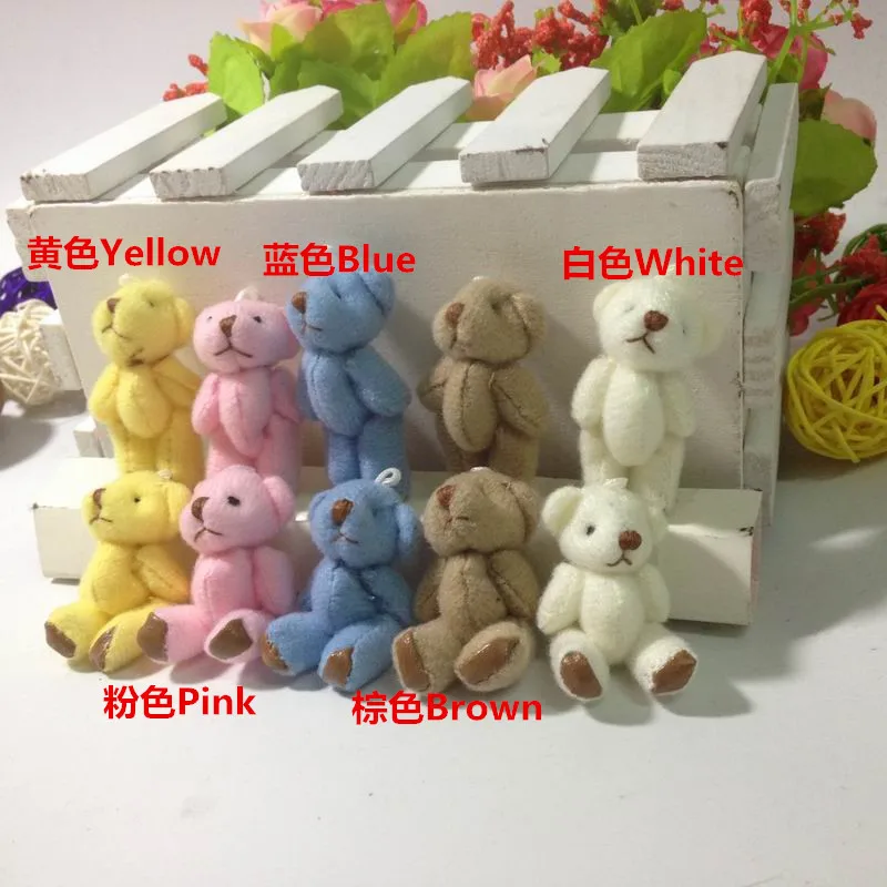 Lovely Teddy Bear with Leather Feet Plush Toys Mini Jointed Bear Dolls Pendants DIY Wedding Flower Bouquet Decor 4.5cm 50pcs  (10)