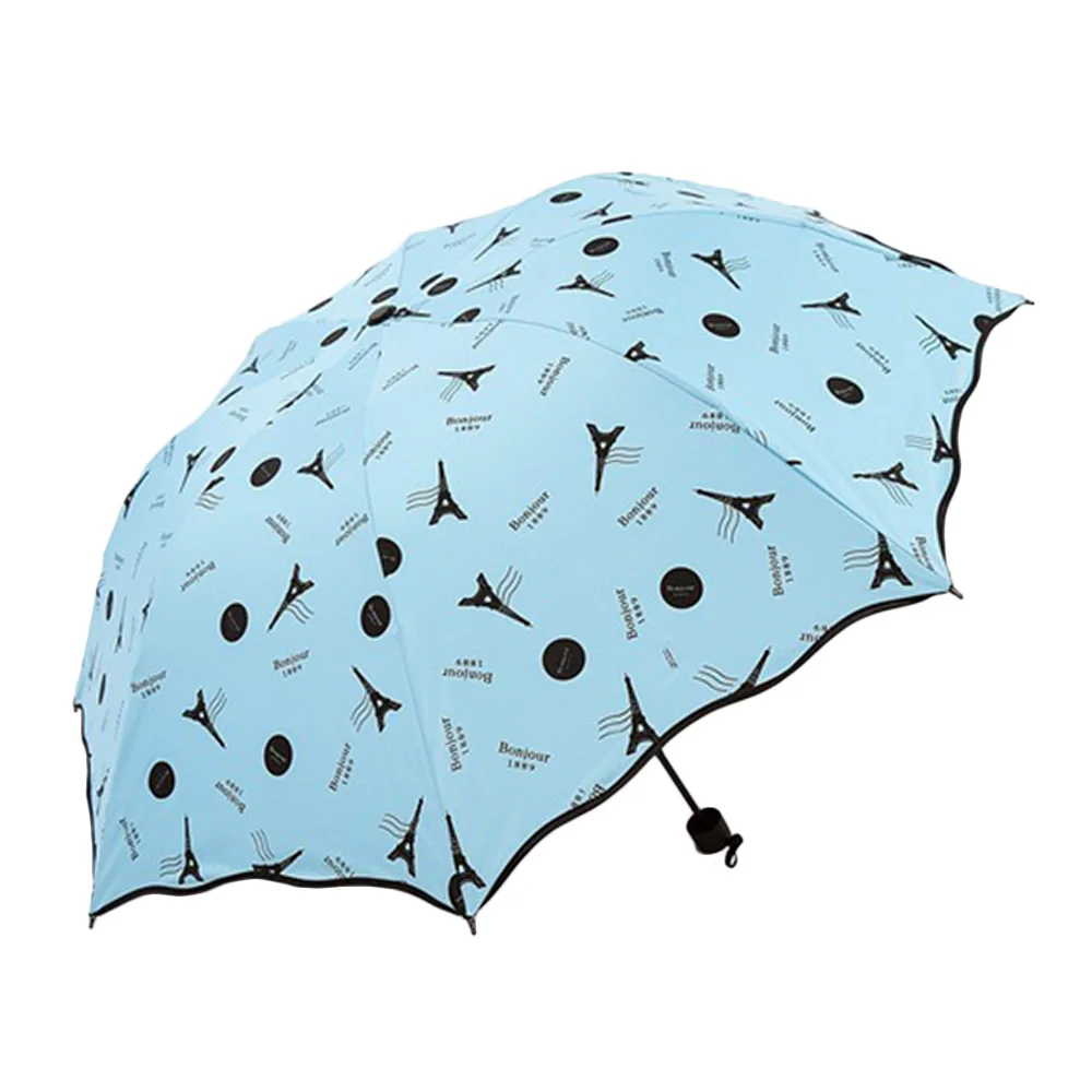 Becautiful Париж башня 3 складной зонтик для женщин анти УФ Защита от солнца Зонты ветрозащитный черное покрытие 8 к Зонты - Цвет: Синий
