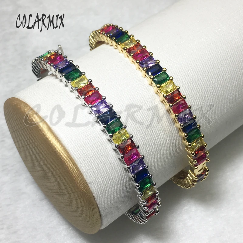 

5 pieces rainbow bangles crystal bangles accessories rainbow crystal bangles for women letters bangles 5592