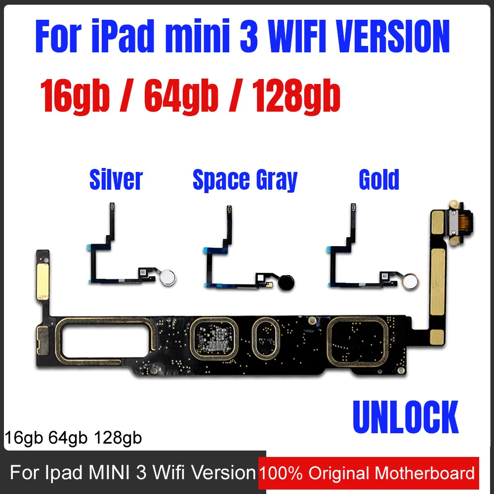 

16GB / 64GB / 128gb For Ipad mini 3 Motherboard Wifi Unlocked logic boards For Ipad mini 3 mainboard with / without Touch ID