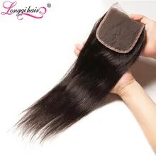 Longqi hair Società Malese Diritta Veletta nella chiusura Medio/Libero/Tre Parte 4x4 A Mano Legata Remy Dei Capelli Umani di 100% dei capelli di Trasporto Libero