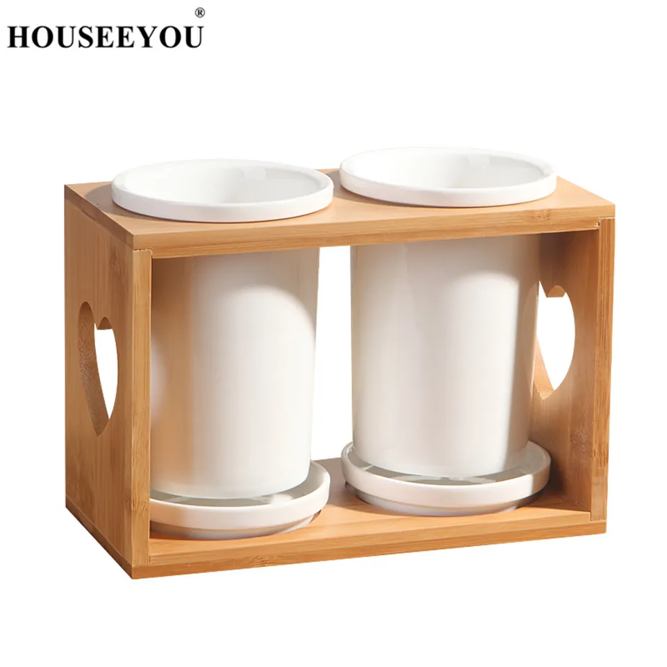 

HOUSEEYOU Spoon Knife Fork Chopsticks Holder Draining Stand Shelf Tray Ceramic Janpanese Kitchen Organizer Storage Accessories