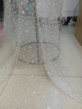 

Newest Jolin-257 african tulle mesh fabric sparkly glued glitter sequins lace fabric for party dress