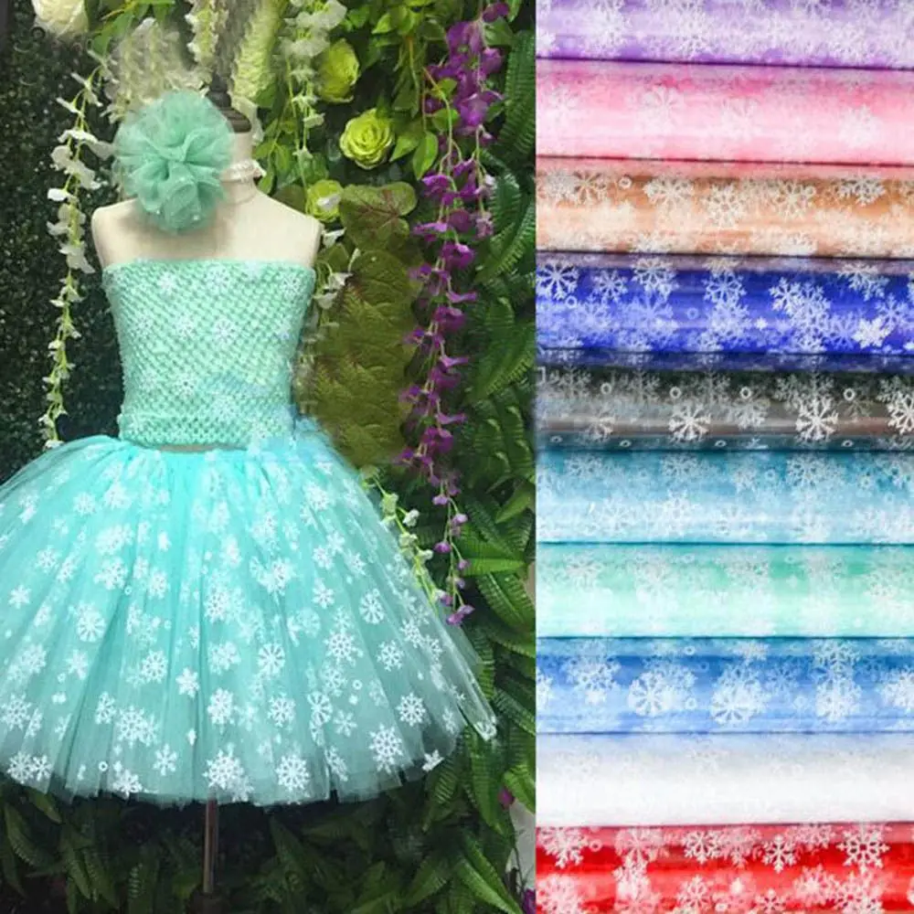 

10 yard*6 inch Snowflake Tulle Roll Wedding Background Decor Girls Tutu Skirt Gift Baby Shower Birthday Supply One Spool Roll