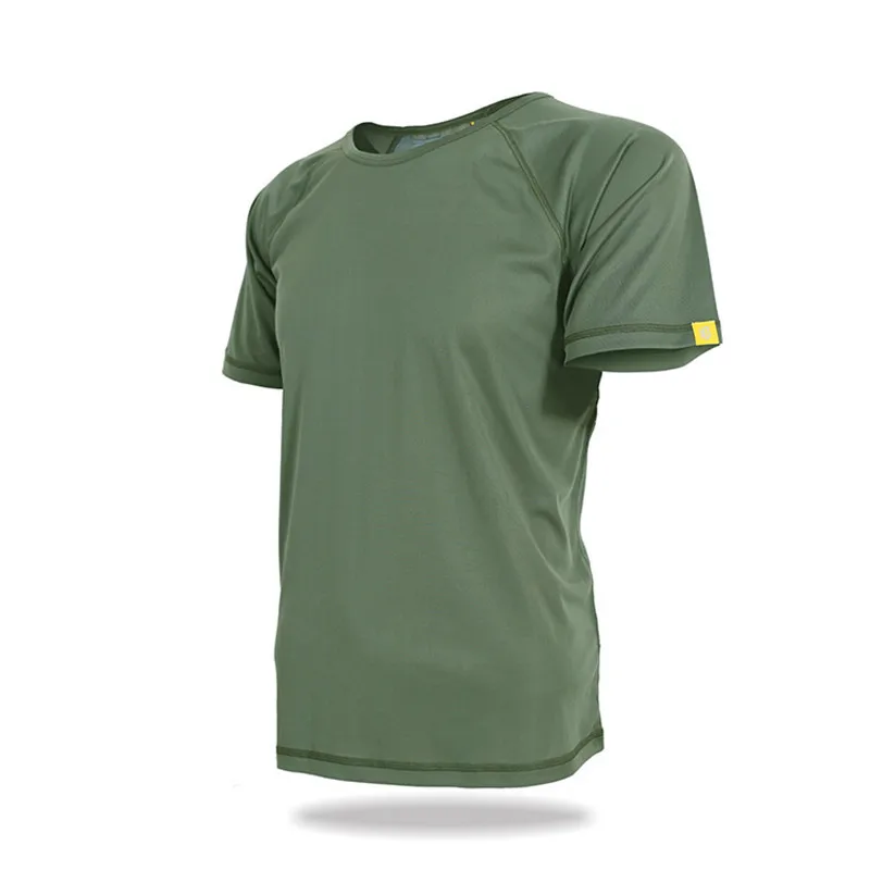 Мужская Летняя туристическая футболка с круглым вырезом, дышащая быстросохнущая футболка, Мужская футболка для активного отдыха, альпинизма, спорта, рыбалки - Цвет: Army green