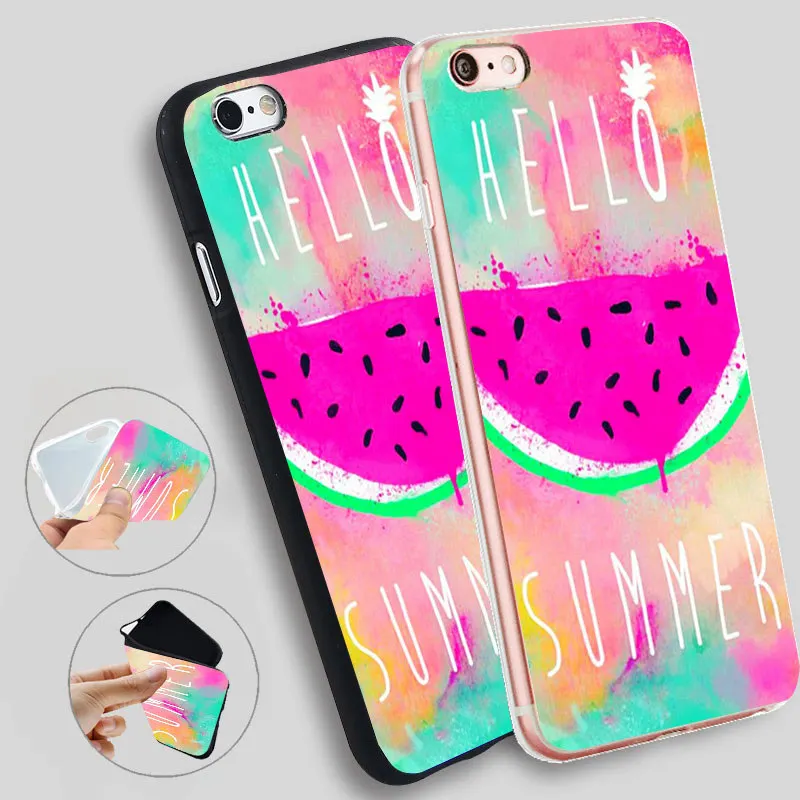 Hello Summer Watermelon Soft Silicone Case for iPhone X 5 S 5S XR XS Max 6 6S 7 8 Plus Cover Phone Fundas Capinha | Мобильные