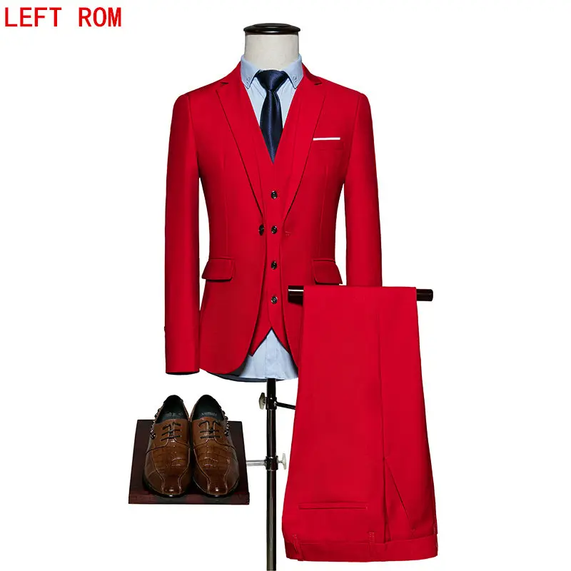 

(Blazer+Pants+Vest) Classic Men Suit Slim Royal Blue Wedding Groom Wear Men Suit Black Gentlemen Costume Mariage Homme S-6XL