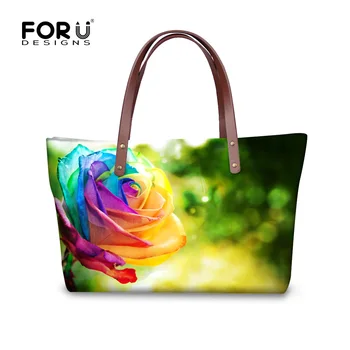 

Fashion Flower Rose Print Tote Bags Large Capacity Shoulder Bag Handbags for Women Casual Lady Top Handle Bags Bolsas Mujer