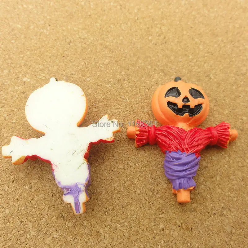 1pcs/lot resin flat back Halloween red scarecrow Pumpkin cartoon 34mm Cabochons Hair Bow Center DIY Christmas decration C115-5