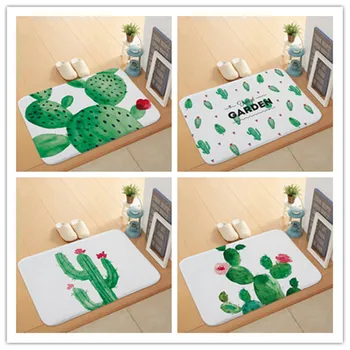 

Cactus Printed Microfiber Mats For The Hallway Door Mats Indoor Non-slip Bathroom Rugs Kitchen Mats Soft Child Room Rugs