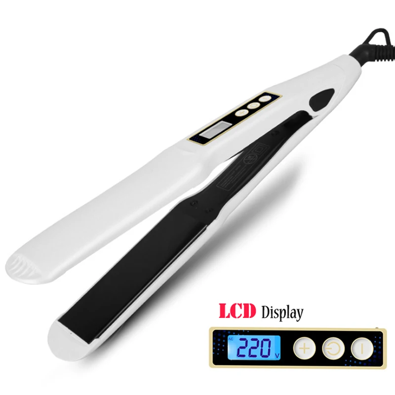 

Free Shipping LCD Display 2-in-1 Tourmaline Ceramic Heating Plate coating Hair straightener comb hair Curler Styling Tools