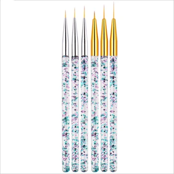 

Fashion 3Pcs/set Nail Art Brush Crystal Acrylic Thin Liner Drawing Pen Painting Stripes Flower Nail Art Manicure Tools