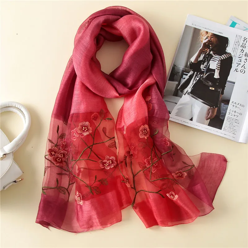 Летний роскошный женский шарф, большой размер, шелковые шарфы, шали и палантины, высокое качество, бандана с вышивкой, женский платок - Цвет: c8