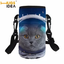 HUGSIDEA космическая кошка Мягкая Неопреновая бутылка для воды Обложка сумка спортивная для похода и кемпинга водная Вакуумная чашка 500 мл 550 мл крышка для бутылки