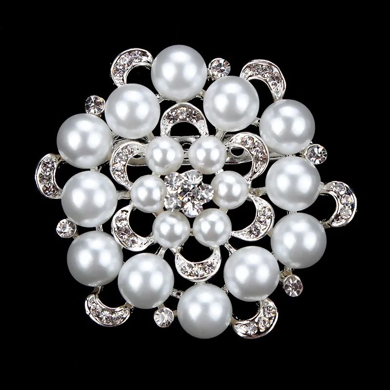 

baiduqiandu Brand Simulated Pearl Flower Brooches for Women or Wedding in Silver or Gold Colors