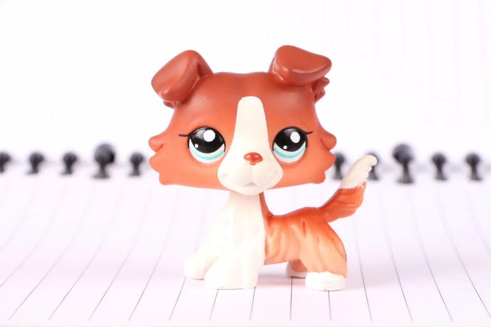 

New Pet Collection Figure LPS #1542 Brown White Collie Dog Blue Eyes Kids Toys