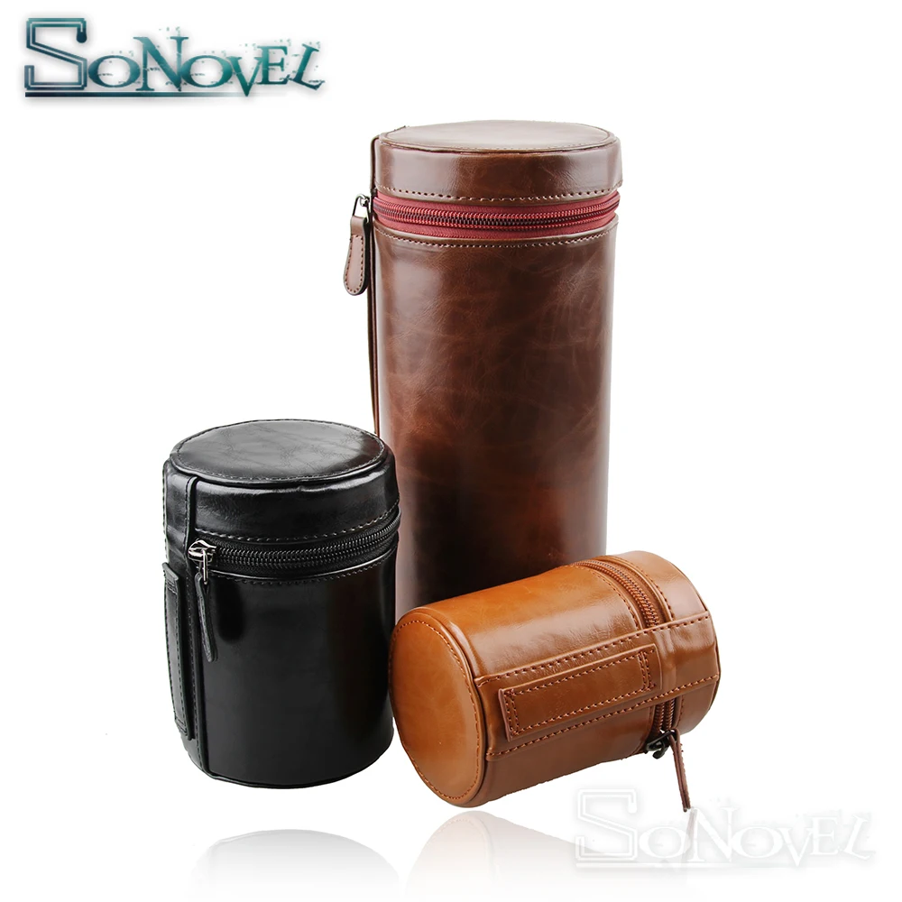 

Full Size S M L PU Leather Waterproof shockproof Hard Video Camera Lens Pouch Bag Case For Canon Nikon Sony Tamron Sigma Lens