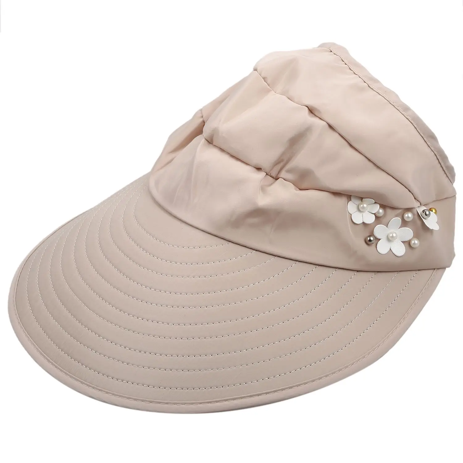 Sun Cap Ladies Foldable Beach Hat Wide Brim Plain Visor Hat Summer UV