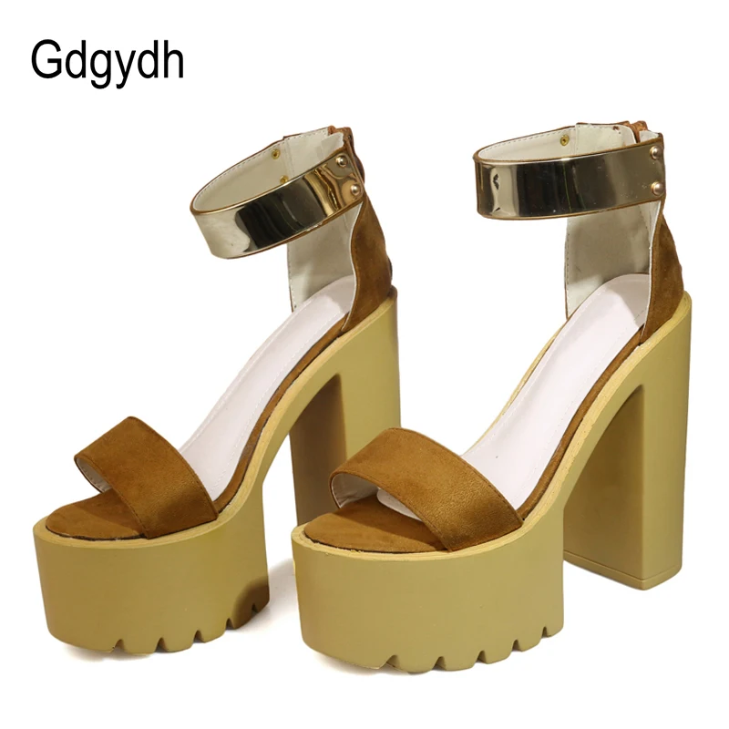

Gdgydh Women Platform Sandals Fashion Bling Black Suede Shoes Woman Summer Ladies Footwear For Party Comfortable Square Heels