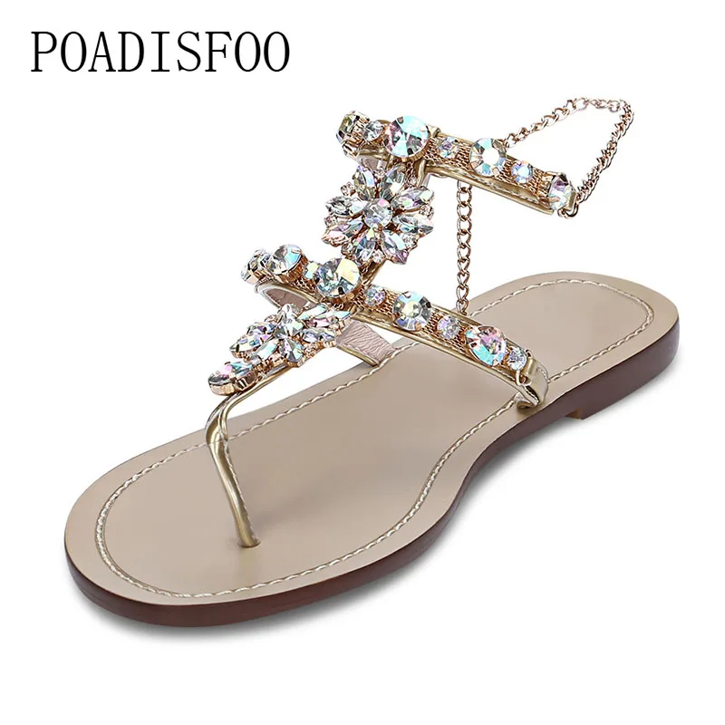 Bohemian Women Sandals Crystal Flat Heel Sandalias Rhinestone Chain Women Shoes Thong Flip Flops Plus size 35~47.SL-yxb1625 Bohemian Women Sandals Crystal Flat Heel Sandalias Rhinestone Chain Women Shoes Thong Flip Flops Plus size 35~47.SL-yxb1625