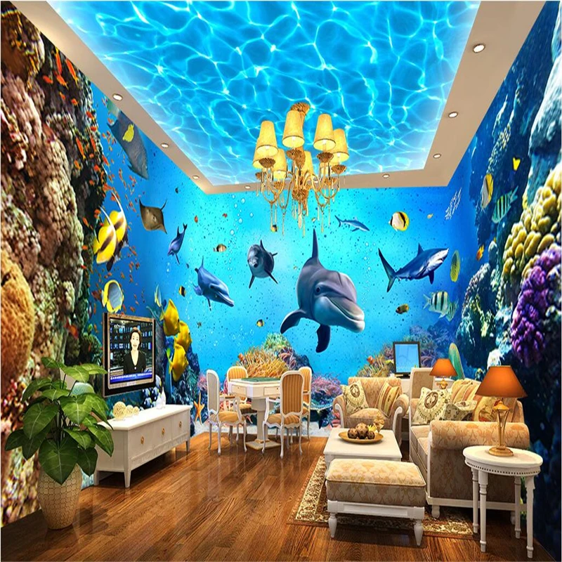 custom Underwater World Aquarium Whole House Backdrop 3D mural wallpaper  home decor Photo background wall paper living room - AliExpress