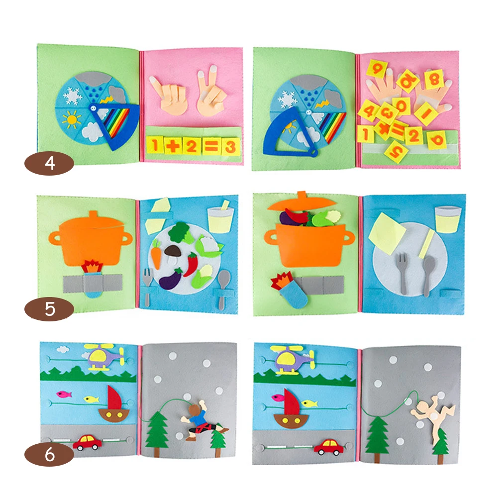 Anos de Idade Livro para 1-3 Bebê Faça Você Mesmo Pano Livro Educação Precoce Montessori Não-tecido Quebra-cabeça Crianças Iluminismo Treinamento 7 Home & Garden