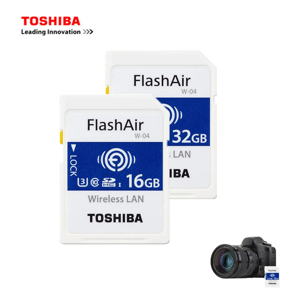 TOSHIBA WiFi SD Card 32GB 16GB 64GB SDHC SDXC Class 10 U3 FlashAir W 04