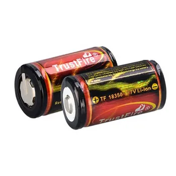 

TrustFire 18350 1200mAh 3.7V Li-ion Rechargeable Battery with Protection PCB Power Source for LED Flashlight (1 pair)