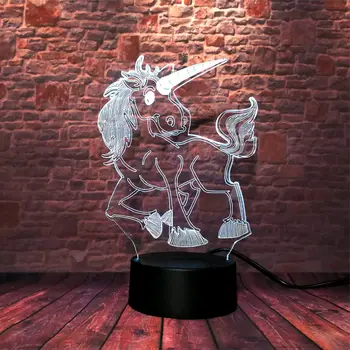 

Luminous Unicorn Figma Model 3D Illusion LED NightLight 7 Colorful Changing Light Desk Lamp Unicornio Figure Toys