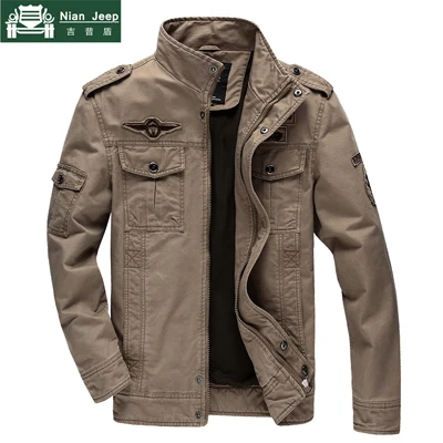Военная мужская куртка размера плюс, 5XL, 6XL, весна и осень, армейская однотонная Хлопковая мужская брендовая одежда, мужские куртки s - Цвет: Khaki
