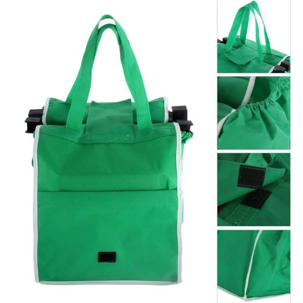 2 шт/1 шт Большая емкость складные сумки для покупок в тележки зеленая многоразовая сумка для покупок с короткими ручками складной мешочек Тележка Сумки для хранения сумки