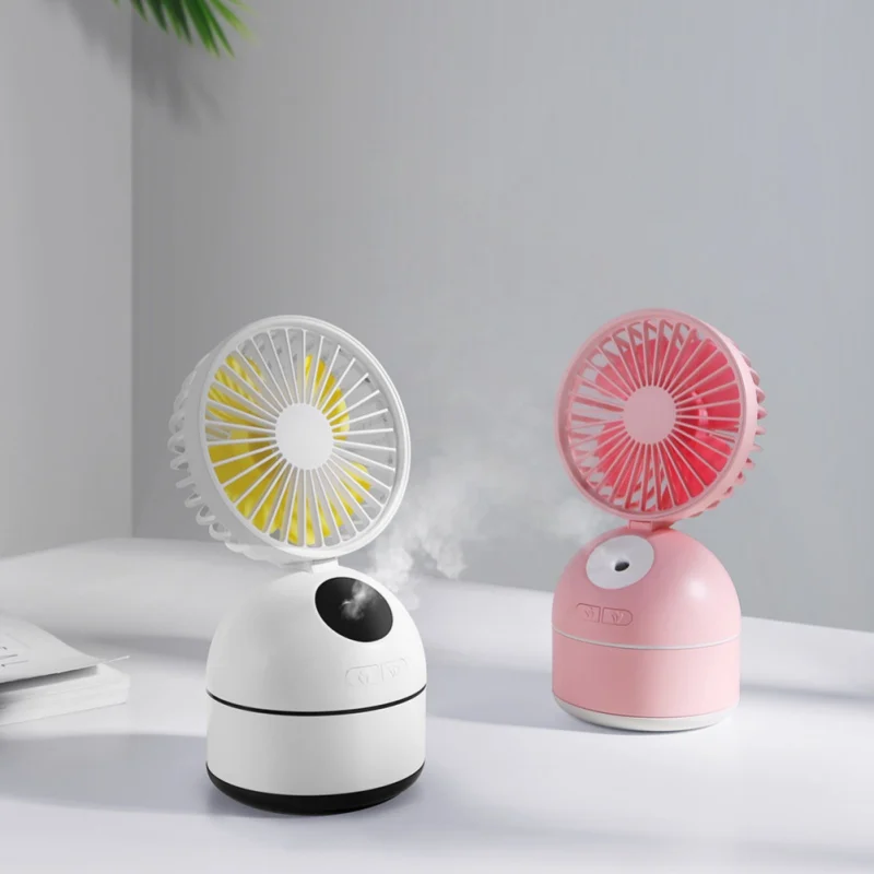 

Mini Table Fan Mist Maker Humidifier USB Rechargeable Desktop Pedestal Cooling Fans Summer Gift For Bedroom Office