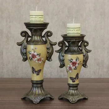 

retro decoration craft candle holders porch soft adornment resin candlestick do old European furnishing articles