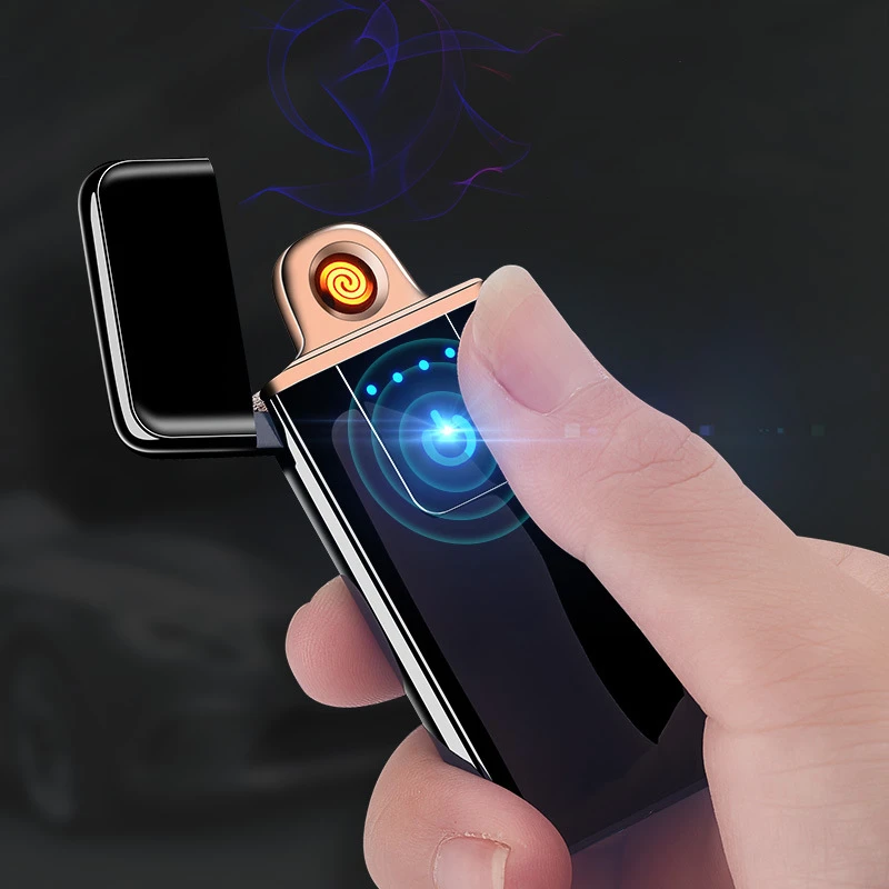 Сенсорная электронная зажигалка с USB зарядкой тонкие маленькие перезаряжаемые