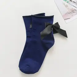 Летние короткие носки с большим бантом и лентами на пятке, женские носки до щиколотки