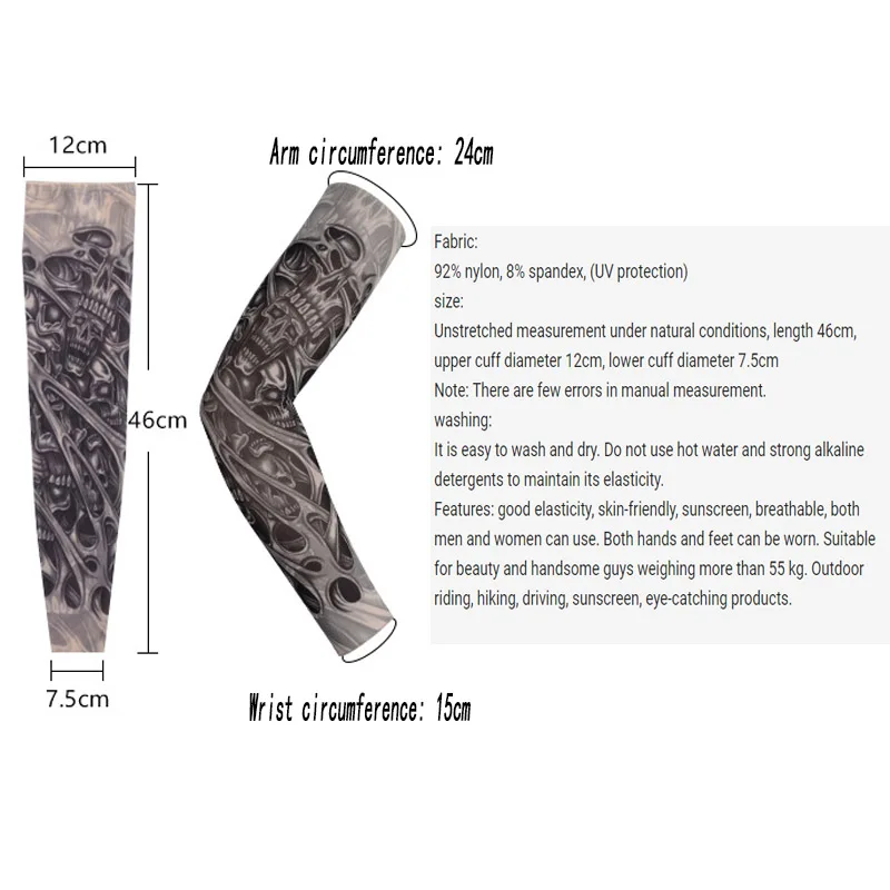 Открытый Велоспорт поддельные татуировки рукава татуировки напечатанные нарукавники УФ Защита рукавицы Защита от солнца манга татуировки рукава