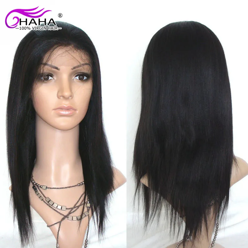 

Hot Brazilian Yaki Straight Full Human Hair Lace Wigs For Womans 7A Lace Front Human Hair WigLace Wigs Cheap Remy Human Hair Wig