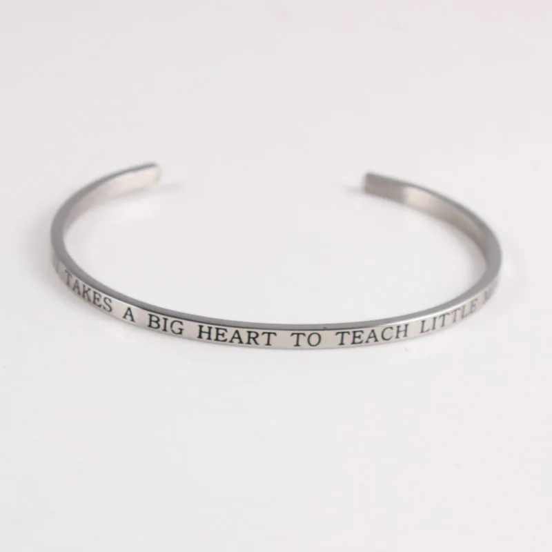 

Custom Stainless Steel Engraved Positive Inspirational Quote Cuff Mantra Bracelet Bangle For for couple lover Gifts