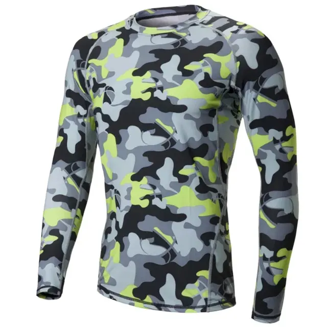Men Running T shirt Compression Shirt Camouflage Tops Crossfit Fitness ...
