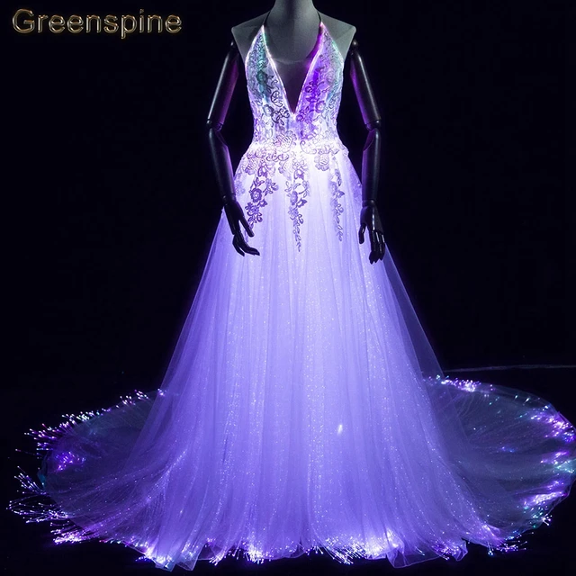 led fiber optic wedding gown luminous wedding dresses vestido de