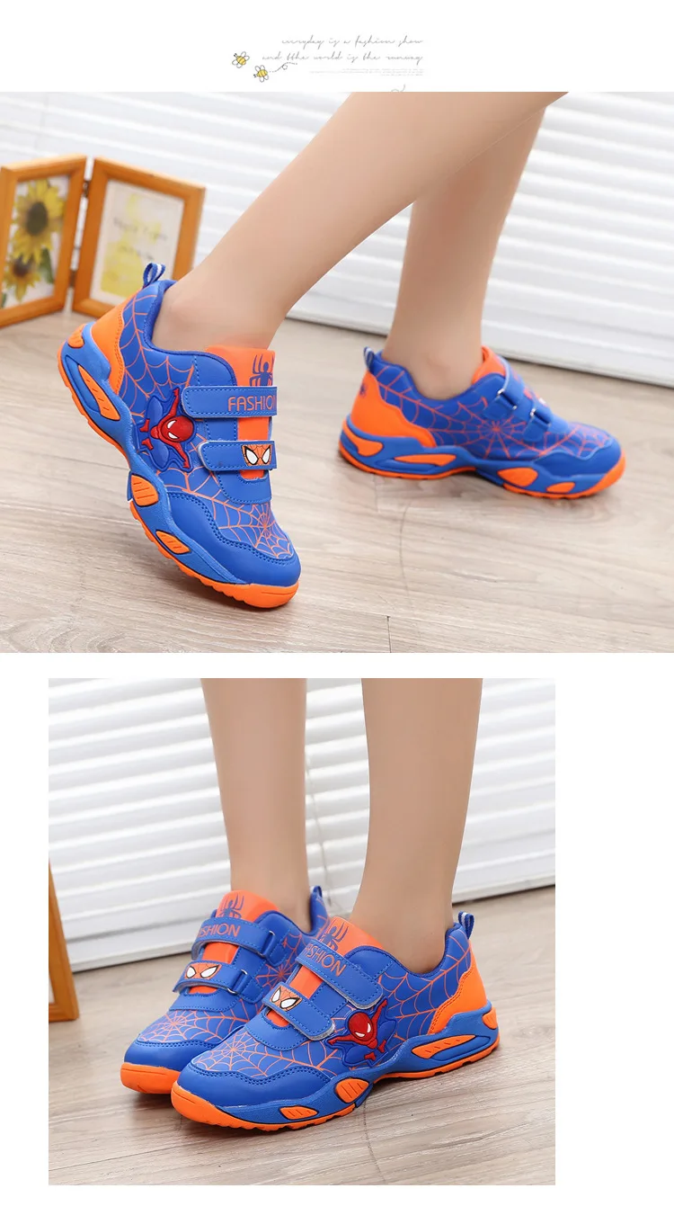 Детская обувь с человеком-пауком, кроссовки для бега, дышащие кроссовки, Новое поступление, корейская мода, Супермен, Студенческая обувь CS266