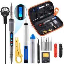 110 В/220 В 90 Вт набор паяльников цифровой контроль температуры паяльник с переключателем вкл/выкл, наконечники припоя присоска с сумкой