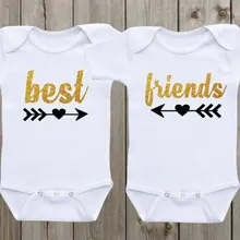 Пользовательские блеск Best друг близнец новорожденных Детское Боди Onepiece комбинезон приходя Домой Малышей Рубашка партия выступает