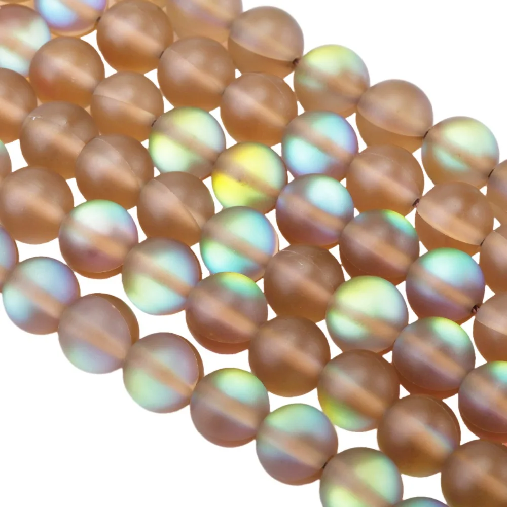 

TUMBEELLUWA 8mm Round Aura Quartz Matte Frosted Crystal Glass Beads for Jewelry Making 15" Strand