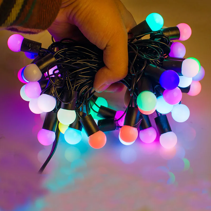 

50 RGB Ball LED Color Changing with 16 Feet Linkable Ball String Christmas Xmas Lights 110V US Plug