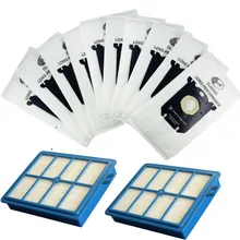 2Pcs Replacement Hepa Filter H12 & 10Pcs Dust Bags for Electrolux Philips Vacuum Cleaner S-Bag Parts Accessories