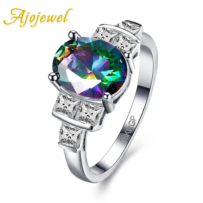 

Ajojewel Elegant Oval Zirconia Jewelry Rings For Women White Gold Color Ring Size 8 Anillos Mujer Bijoux